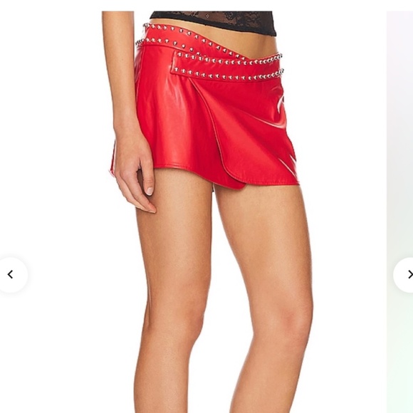 Miaou Red Embellished Studded Wrap Mini Skirt Size Medium Festival - Picture 2 of 15